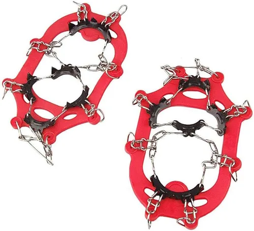 11 dientes de crampones antideslizantes para zapatos al aire libre cubierta garras de hielo con cadena de acero inoxidable para niños y para