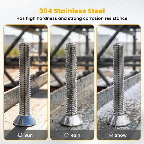 Miniatura 4 de Tornillos avellanados de cabeza plana de 5/16-18 x 1 pulgada, tornillo avellanado, acero inoxidable 18-8, rosca completa, acabado brillante, 15