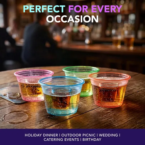 Miniatura 7 de Party Essentials Jager Blaster - Vasos de plástico suave, 3 onzas, 50 unidades, neón surtidos Variado neón
