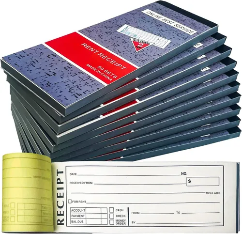 Paquete de 20 libros de recibos de alquiler con copia de carbono duplicado 2 piezas 50 juegos tamaño: 8 "x 2.75"