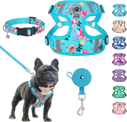 Miniatura 16 de BEAUTYZOO Step in - Juego de arnés para perro, collar y correa para perros pequeños, medianos y grandes, arnés para cachorro sin tirones, sin Beige