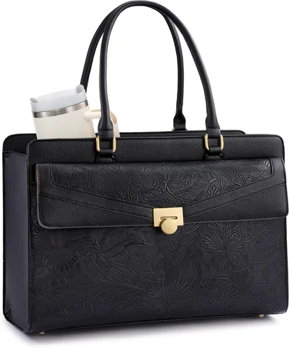 Miniatura 16 de LOVEVOOK Laptop Tote Bag for Women - PU Leather Vintage Work Tote Bag,Waterproof Business Teacher Bag with Large Cup Holder