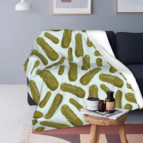 Cobija de pepinos encurtidos, manta de cama suave, ligera y acogedora manta de franela de felpa para sofá o dormitorio, 60 x 50 pulgadas