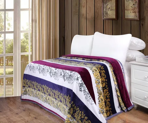 Miniatura 12 de DaDa Bedding - Manta de franela de visón sintético, estilo victoriano, vintage, susurrante, crepúsculo, sedosa, suave, lujosa, brillante, a rayas