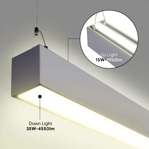 Miniatura 3 de Euri Lighting EUD4-50W103sw-S, Linkable 4FT DUAL CCT Lineal Up/Down Light, 50W, 6500lm, 3000K/4000K/5000K, 120-277V, Clasificación de humedad, 0-10V