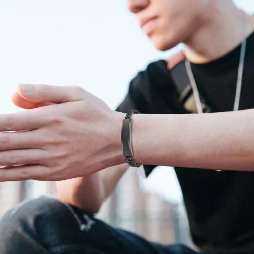 Miniatura 6 de Pulseras para hombre, acero inoxidable, cierre plegable, cadena cubana, pulsera para hombre