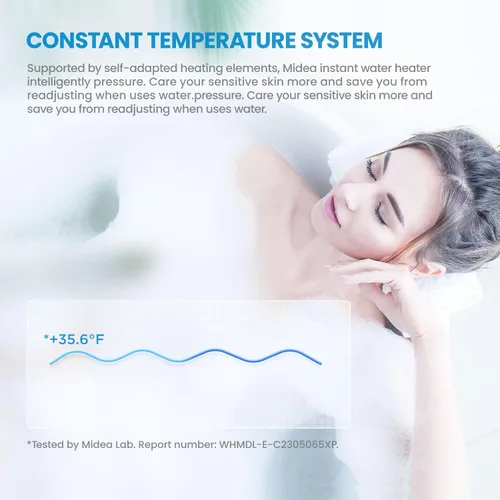 Miniatura 4 de Midea Calentador de agua eléctrico sin tanque de 13KW, control táctil, control Wi-Fi, pantalla LED, modo infantil, 240 voltios con modulación