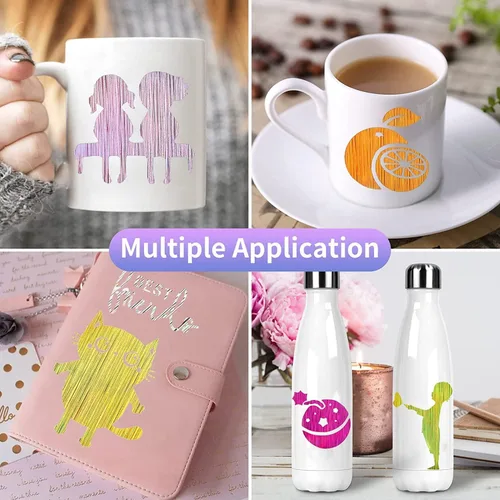 Miniatura 7 de Lya Vinyl - Paquete de 10 hojas de vinilo adhesivo permanente cepillado autoadhesivo, hojas para decoración del hogar, tazas, vasos, ventanas, Oro