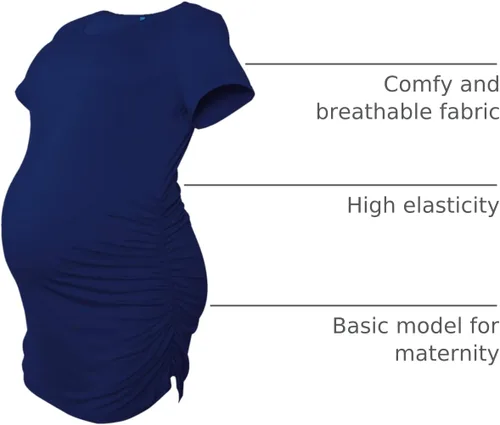Miniatura 11 de Smallshow - Camiseta de maternidad para mujer, diseño de lados fruncidos, tipo túnica, prendas para el embarazo