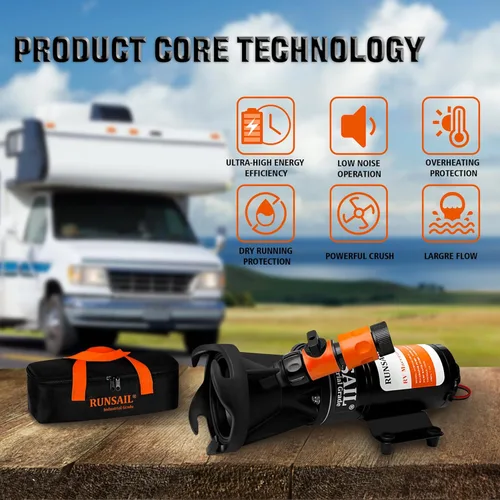 Miniatura 7 de Bomba maceradora RV, 12V Bomba de desecho portátil RV para aguas residuales, 12GMP Bomba maceradora autocebante de liberación rápida, Kit completo
