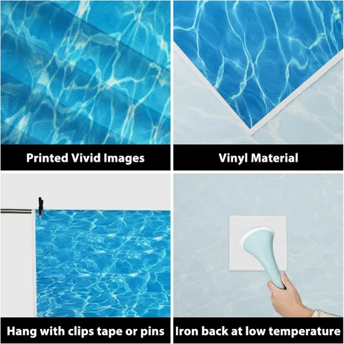Miniatura 4 de AOFOTO Fondo ondulado de agua de mar azul brillante de 3 x 5 pies, superficie de piscina, fondo de fotografía, fondo de océano, estilo marino