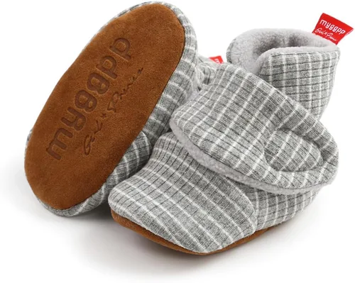 COSANKIM Botines unisex para recién nacido, suela antideslizante, forro polar suave, para niños y niñas, pantuflas de invierno cálidas para cuna