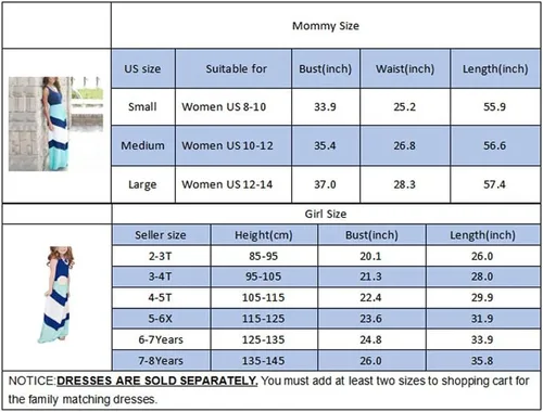Miniatura 7 de Vestidos largos de verano con diseño de cheurón a rayas para mamá y yo