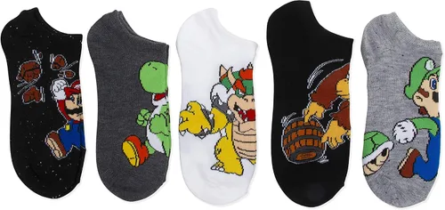 Mario Paquete de 5 calcetines invisibles Nintendo para niños