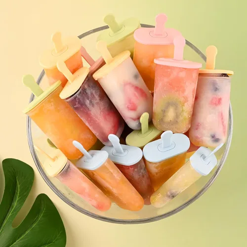 Miniatura 2 de WMKGG Juego de moldes para paletas, 6 moldes para paletas de hielo, molde de helado casero con palos, máquina para hacer paletas (verde)