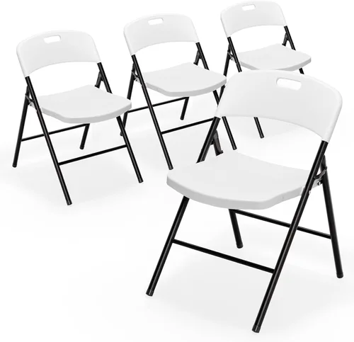 Miniatura 17 de VINGLI Sillas plegables, silla plegable de plástico, capacidad de hasta 350 libras, asientos portátiles para interiores y exteriores, eventos, Negro