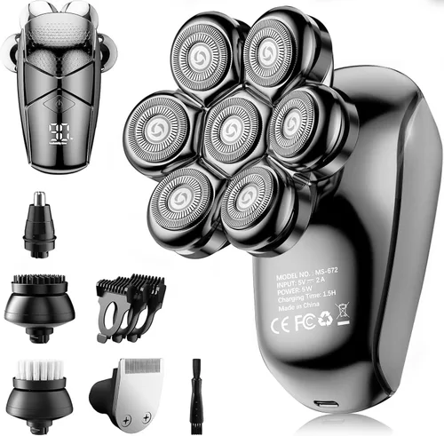 Miniatura 12 de SHPAVVER Afeitadoras de cabeza para hombres calvos: maquinilla de afeitar eléctrica 5 en 1 - Kit de aseo de afeitar impermeable IPX7 para hombres