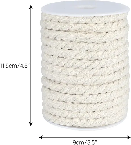 Miniatura 3 de joycraft Cordón de macramé, cuerda de algodón blanco hueso, 0.315 in x 21 yardas, cuerda de algodón trenzado de 3 hebras para colgar plantas