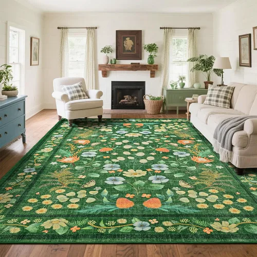 Miniatura 24 de Przemy Alfombra de Pasillo para Dormitorio, 2x6 pies Alfombra Lavable Antideslizante, Pequeña Alfombra Floral para Entrada, Pasillo, Cama de Niñas