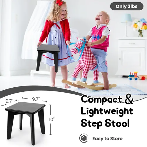 Miniatura 3 de StrongTek Taburete de bambú para niños y adultos, material natural, taburete corto resistente y versátil para baño, cocina, dormitorio, taburete