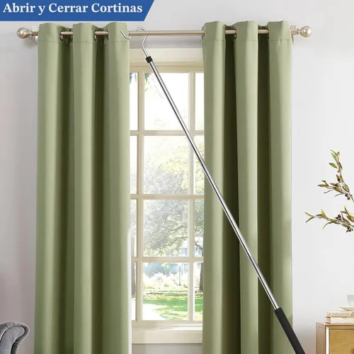 Miniatura 7 de Poste con Gancho para Ropa, Gancho Extensor para Colgar Ropa, Luces y Plantas, Extensible de 35" a 50", Hecho de Tubo de Acero Inoxidable con Mango