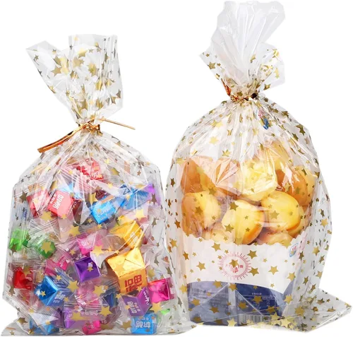 Miniatura 11 de 100 bolsas de regalo de celofán con estampado de estrellas, de 6 x 10 pulgadas, bolsas de regalo de celofán, bolsas de regalo de fiesta, bolsas