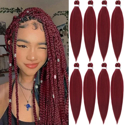 Miniatura 11 de Cabello Trenzado Ombré Pre-Estirado 26 Pulgadas Ombré Marrón 8 Paquetes/Lote Trenza Fijación con Agua Caliente Cabello Sintético Profesional