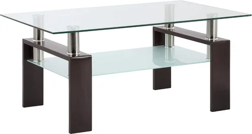 Miniatura 10 de Mesa de centro de vidrio templado para muebles de sala de estar (todo negro)