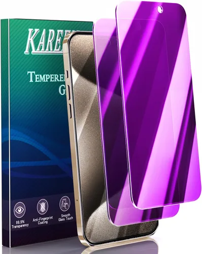 Miniatura 10 de KAREEN Paquete de 2 protectores de pantalla para iPhone 15/ iPhone 15 Pro, película de vidrio templado de 6.1 pulgadas, dureza 9H, antiarañazos, sin