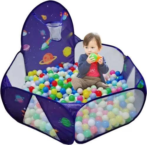 Miniatura 12 de Piscina de pelotas para niños, tienda de campaña desplegable para niños, piscina de pelotas para niños pequeños, corralito de juegos con aro