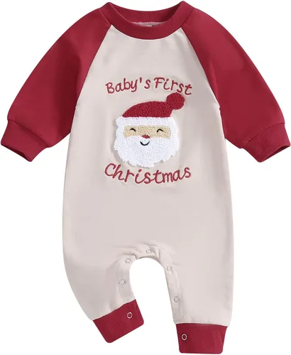 Miniatura 69 de FYBITBO Ropa de bebé niño niña Santa manga larga mono mameluco recién nacido primera Navidad traje de una pieza