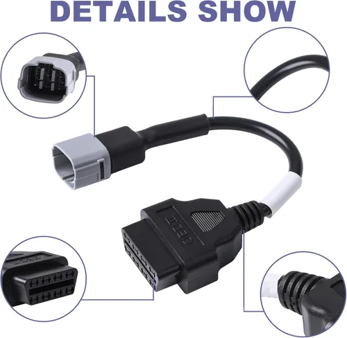 Miniatura 3 de Cable adaptador de 6 pines a 16 pines OBD2 diagnóstico de fallas del motor y detector para motocicletas Su-zu-ki Adaptador OBD compatible