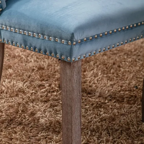 Miniatura 7 de Silla de comedor copetuda moderna de terciopelo para comedor, sillas de comedor tapizadas con remache de clavo, anillo trasero para cocina, comedor