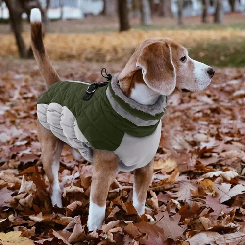 Miniatura 6 de Lelepet Abrigo cálido para perro, abrigo de invierno para perro, chaqueta impermeable para perros con arnés integrado reflectante de forro polar
