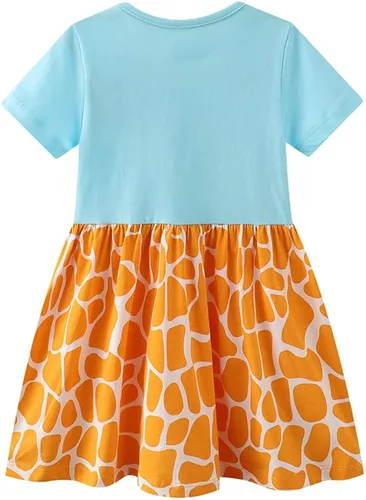 Miniatura 8 de RETSUGO Vestido acampanado para niñas pequeñas, lindo diseño de unicornio, arco iris, manga corta, casual, para fiesta de 1 a 8 años, Arco iris