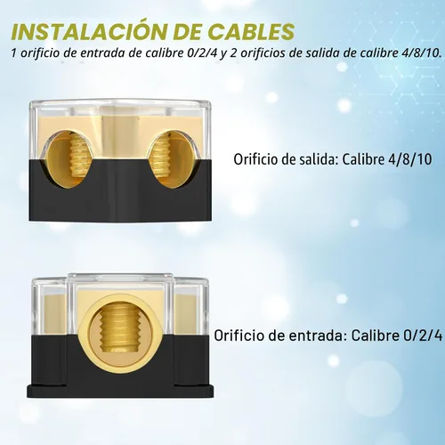 Miniatura 3 de Joinfworld Bloque de Distribución de Energía de 12V Audio para Automóvil Bloque de Distribución de Tierra de 2 Vías Calibre 0/2/4 Entrada Calibre