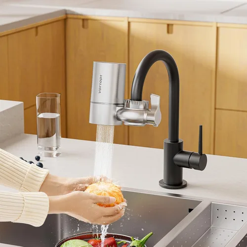 Miniatura 10 de Vortopt Filtro de grifo, certificado NSF, sistema de purificación de agua de alta eficiencia de 400 galones, eliminación rápida del 99% de cloro