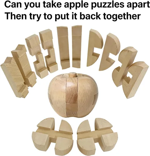 Miniatura 3 de Rompecabezas de madera de manzana para adultos, desafiantes juegos de lógica de coeficiente intelectual 3D para adolescentes de 14 años, juguetes