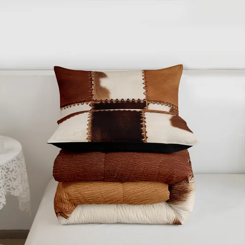 Miniatura 7 de Juegos de ropa de cama de piel de vaca con patchwork, edredón con estampado de piel de vaca, juego de edredón de animales de granja para niños