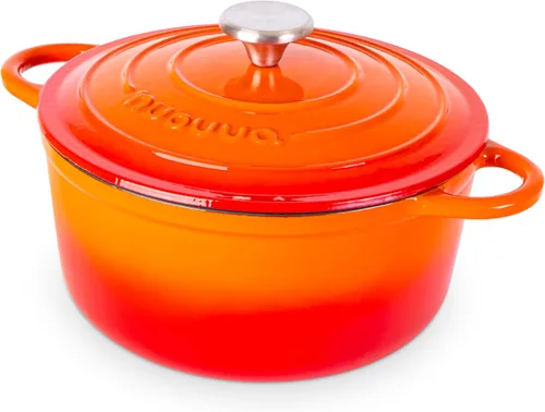 Miniatura 49 de Nuovva Olla Holandesa de Hierro Fundido Esmaltado con Tapa – Cazuela Antiadherente de 6.4 Cuartos – Resistente y Apta para Horno hasta 500°F