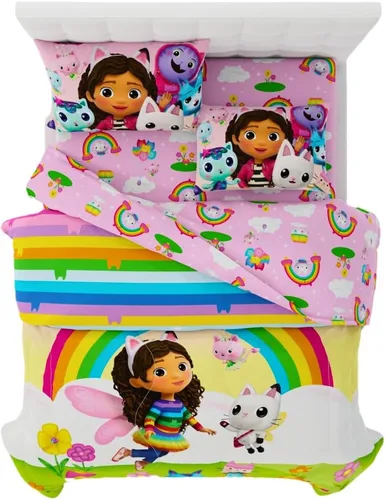 Miniatura 8 de Franco Ropa de cama súper suave para niños, juego de edredón y sábanas, 5 piezas, tamaño completo, Batman