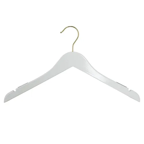Miniatura 9 de NAHANCO Percha de madera para camisas, 17 pulgadas, color negro brillante con gancho cromado (paquete de 100)