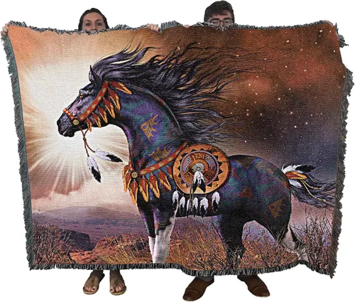 Miniatura 23 de Pure Country Weavers Manta con diseño de hermosas rubias de Robert Duncan, regalo para los amantes de los caballos, manta occidental tejida