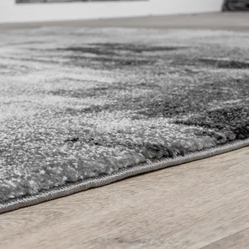 Miniatura 3 de Paco Home Alfombra de área moderna con diseño artístico en gris moteado negro, tamaño: 5'3" x 7'7