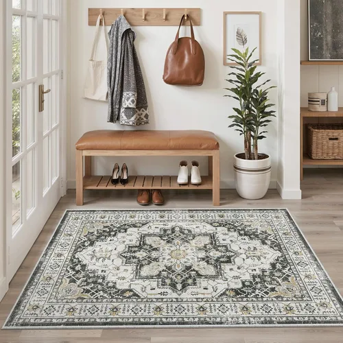 Miniatura 287 de Madane Tapete lavable de 2 x 10 pies para pasillo, cocina, recibidor, clásico, suave, antideslizante para interiores, casa de campo, baño, sala