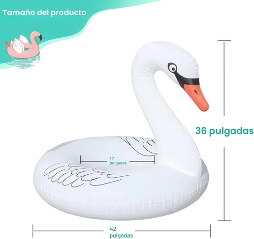 Miniatura 5 de FlyfreeU - Flotadores inflables de cisne con luces coloridas, anillos flotantes de natación de cisne que cambian de color con luz LED solar, 42