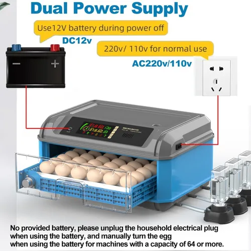 Miniatura 7 de Incubadora de huevos mejorada para incubar huevos, incubadora de huevos de pollo con giro automático de huevos, control de humedad, sistema