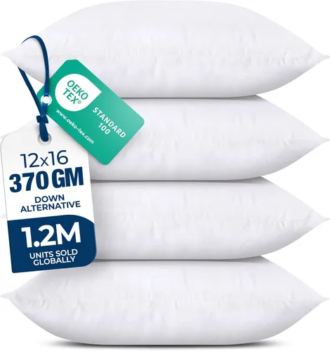 Utopia Bedding - Cojines decorativos para sillón, sofá, cama (juego de 4, color blanco), de 12 x 16 pulgadas, almohadas de relleno decorativas