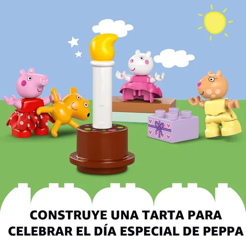 Miniatura 5 de LEGO DUPLO Peppa Pig Casa de Cumpleaños de Peppa Pig con 3 Figuras de Animales, Juguete Educativo para Niños de 2 Años, Casa de Muñecas Construible