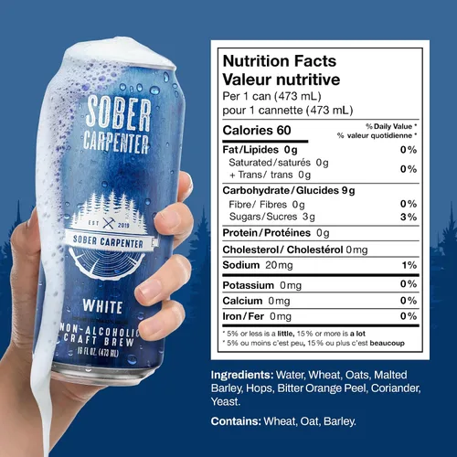 Miniatura 2 de SOBER CARPENTER - Cerveza sin alcohol de trigo blanco estilo belga, cerveza artesanal para todas las ocasiones, licores sin alcohol y alternativa al